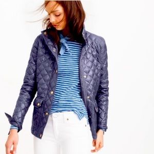 J. Crew Shiny Downtown Quilted Field Jacket Navy